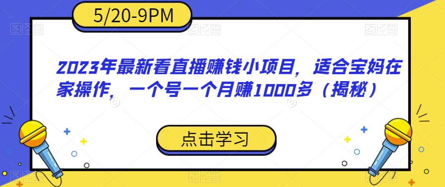 2023年最新看直播赚钱小项目，适合宝妈在家操作，一个号一个月赚1000多（揭秘）-源创资源网