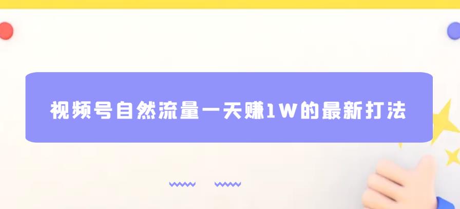 视频号自然流量一天赚1W的最新打法，基本0投资【揭秘】-源创资源网