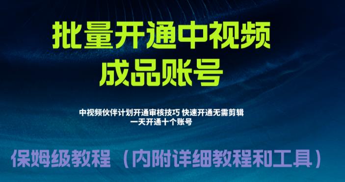 外面收费1980的暴力开通中视频计划教程，内附详细的快速通过中视频伙伴计划的办法-源创资源网
