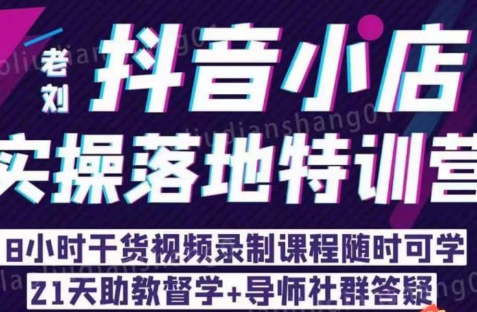老刘·抖店商品卡流量，​抖音小店实操落地特训营，8小时干货视频录制课程随时可学-源创资源网