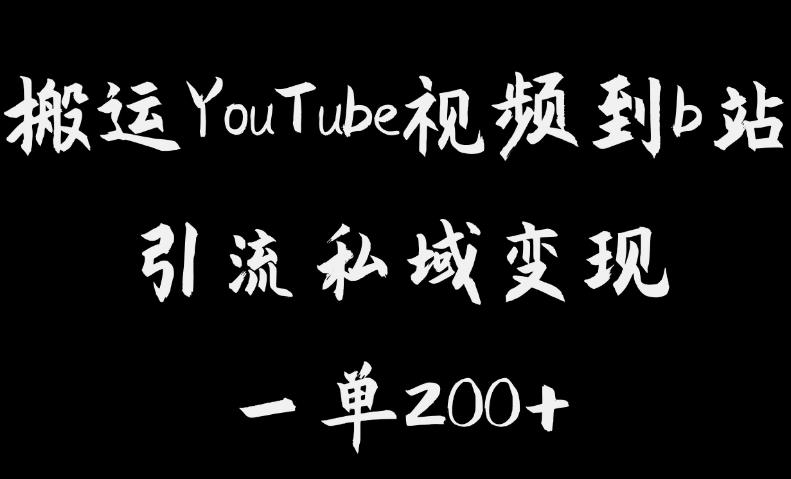 搬运YouTube视频到b站，引流私域一单利润200+，几乎0成本！【揭秘】-源创资源网