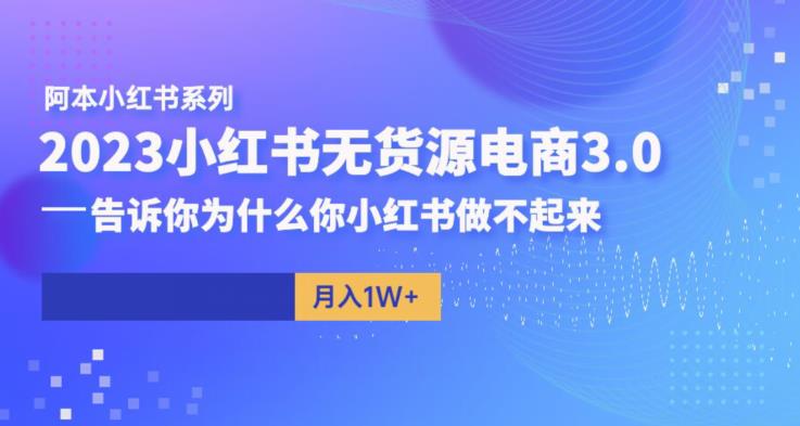 阿本小红书无货源电商3.0，告诉你为什么你小红书做不起来-源创资源网
