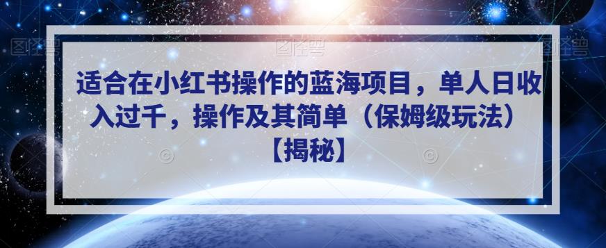 适合在小红书操作的蓝海项目，单人日收入过千，操作及其简单（保姆级玩法）【揭秘】-源创资源网