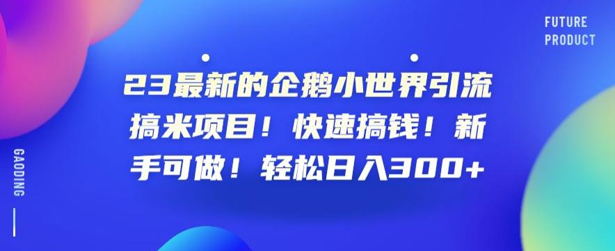 23最新的企鹅小世界引流搞米项目！快速搞钱！新手可做！轻松日入300+【揭秘】-源创资源网