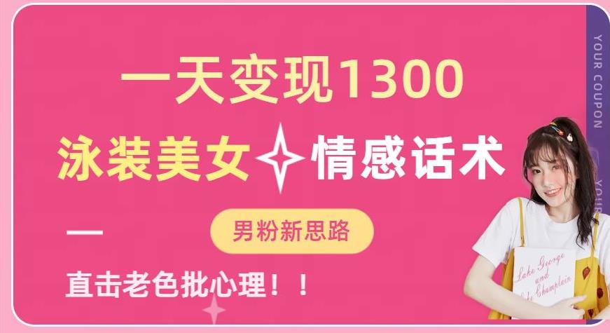 一天变现1300，泳装美女+情感话术，提供素材，无脑矩阵操作【揭秘】-源创资源网