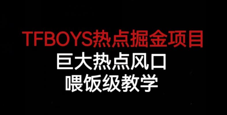 TFBOYS热点掘金项目，巨大热点风口，喂饭级教学-源创资源网
