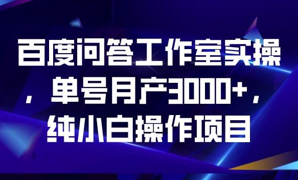 百度问答工作室实操，单号月产3000+，纯小白操作项目【揭秘】-源创资源网