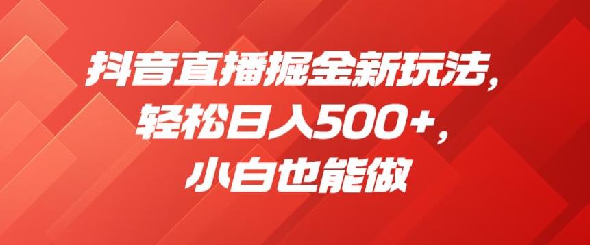 抖音直播掘金新玩法，轻松日入500+，小白也能做【揭秘】-源创资源网