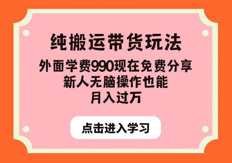 纯搬运带货玩法，外面学费990现在免费分享，新人无脑操作也能月入过万【揭秘】-源创资源网