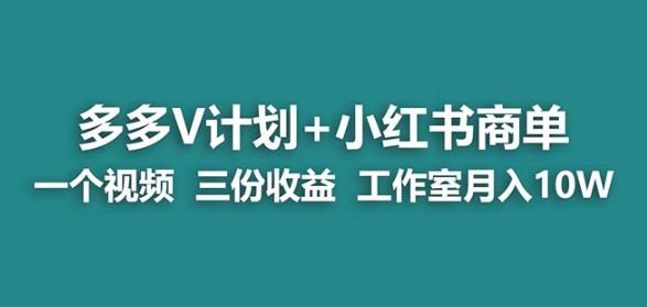 【蓝海项目】多多v计划+小红书商单一个视频三份收益工作室月入10w-源创资源网