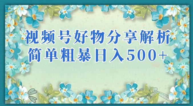 视频号好物分享解析，简单粗暴可以批量方大的项目【揭秘】-源创资源网