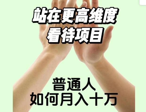 2023最火项目：站在更高维度看待项目，普通人如何月入十万【揭秘】-源创资源网