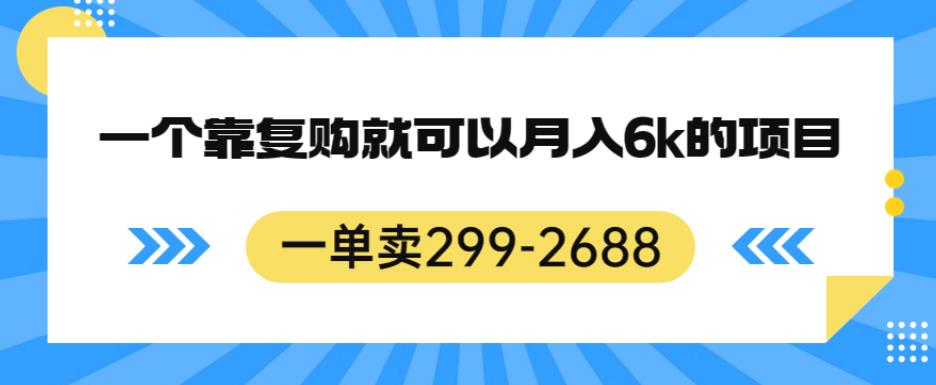 一单卖299-2688，一个靠复购就可以月入6k的暴利项目【揭秘】-源创资源网