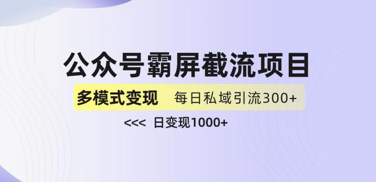 公众号霸屏截流项目+私域多渠道变现玩法，全网首发，日入1000+【揭秘】-源创资源网