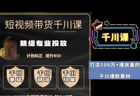 短视频带货-千川专业投放课，​精细化专业投放，计划纠正，提升ROI-源创资源网