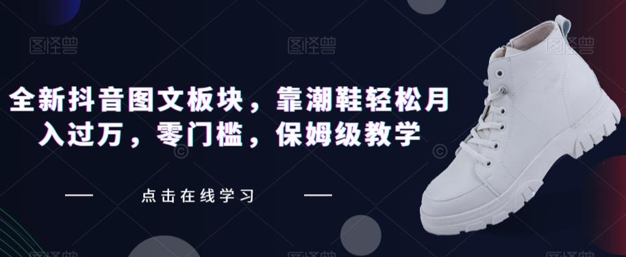 全新抖音图文板块，靠潮鞋轻松月入过万，零门槛，保姆级教学【揭秘】-源创资源网