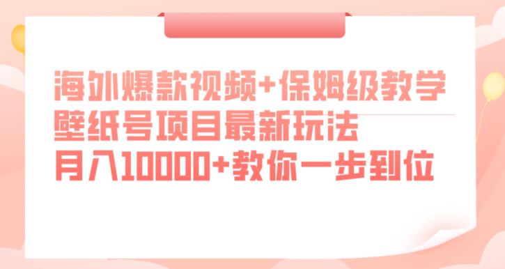海外爆款视频+保姆级教学，壁纸号项目最新玩法，月入10000+教你一步到位【揭秘】-源创资源网