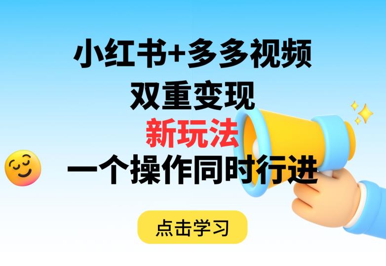 多多视频+小红书，双重变现新玩法，可同时进行【揭秘】-源创资源网