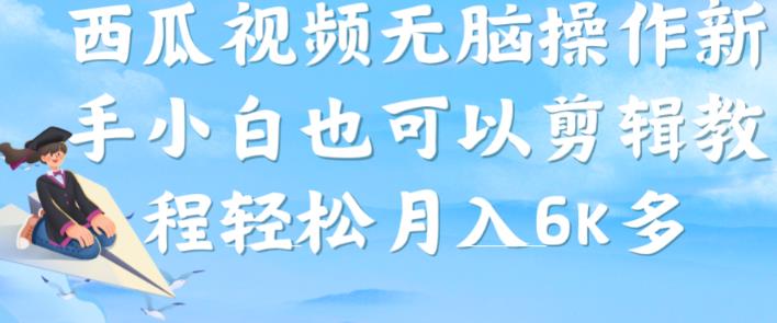 西瓜视频搞笑号，无脑操作新手小白也可月入6K-源创资源网