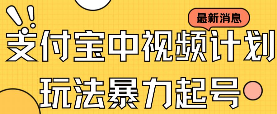 支付宝中视频玩法暴力起号影视起号有播放即可获得收益（带素材）-源创资源网