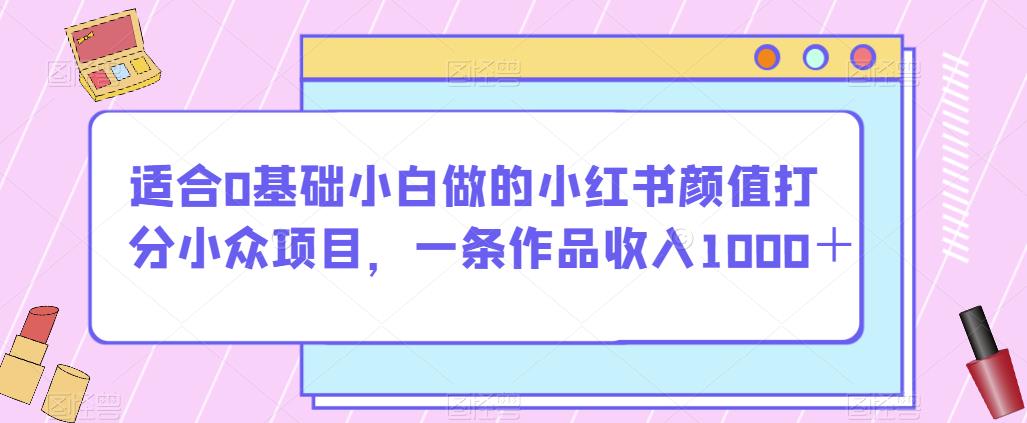 适合0基础小白做的小红书颜值打分小众项目，一条作品收入1000＋【揭秘】-源创资源网