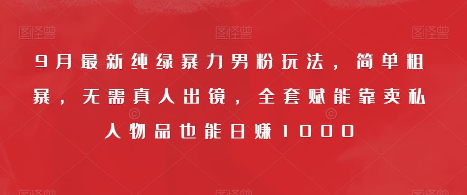 9月最新纯绿暴力男粉玩法，简单粗暴，无需真人出镜，全套赋能靠卖私人物品也能日赚1000-源创资源网
