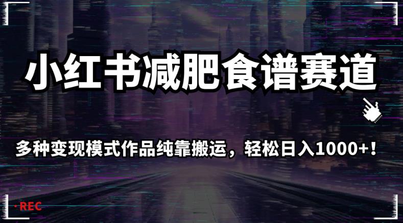 小红书减肥食谱赛道，多种变现模式作品纯靠搬运，轻松日入1000+！【揭秘】-源创资源网