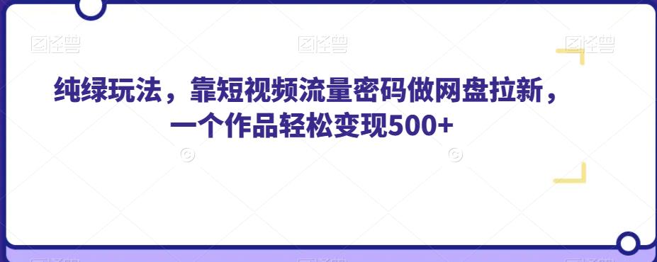 纯绿玩法，靠短视频流量密码做网盘拉新，一个作品轻松变现500+【揭秘】-源创资源网