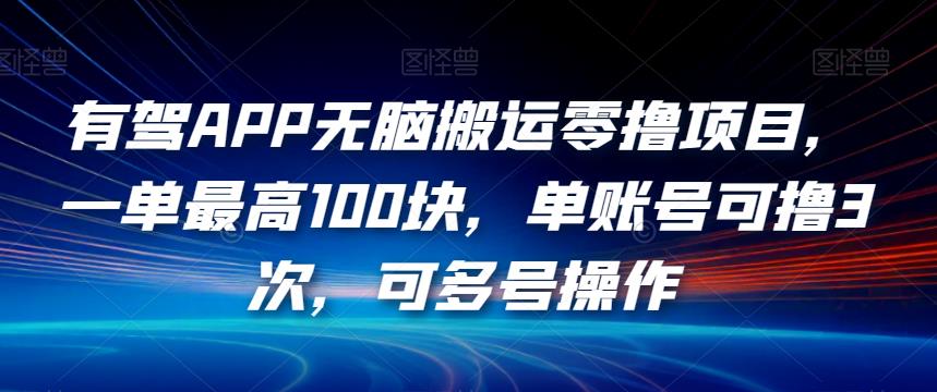 有驾APP无脑搬运零撸项目，一单最高100块，单账号可撸3次，可多号操作【揭秘】-源创资源网