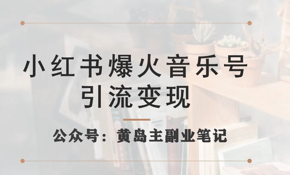 小红书爆火音乐号引流变现项目，视频版一条龙实操玩法分享给你-源创资源网