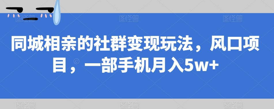 同城相亲的社群变现玩法，风口项目，一部手机月入5w+【揭秘】-源创资源网