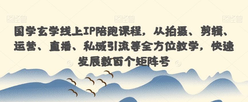 国学玄学线上IP陪跑课程，从拍摄、剪辑、运营、直播、私域引流等全方位教学，快速发展数百个矩阵号-源创资源网