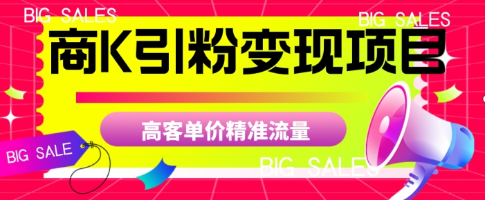 商K引粉变现项目，高客单价精准流量【揭秘】-源创资源网