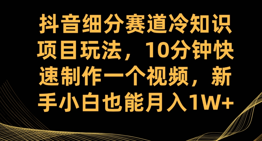 抖音细分赛道冷知识项目玩法，10分钟快速制作一个视频，新手小白也能月入1W+【揭秘】-源创资源网
