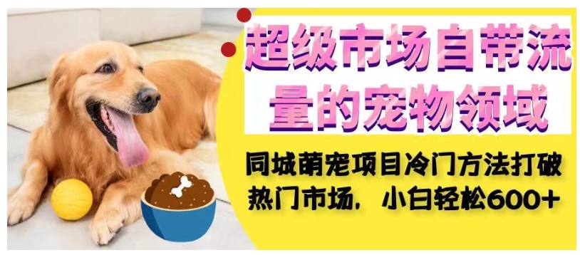 超级市场自带流量的宠物领域，同城萌宠项目冷门方法打破热门市场，小白轻松600+-源创资源网