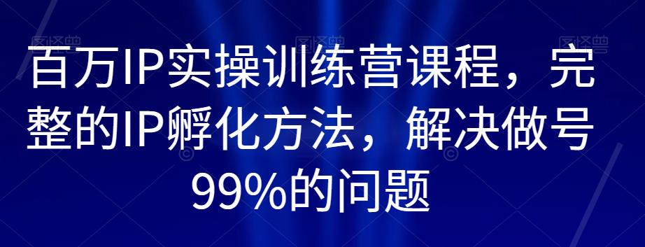 百万IP实操训练营课程，完整的IP孵化方法，解决做号99%的问题-源创资源网