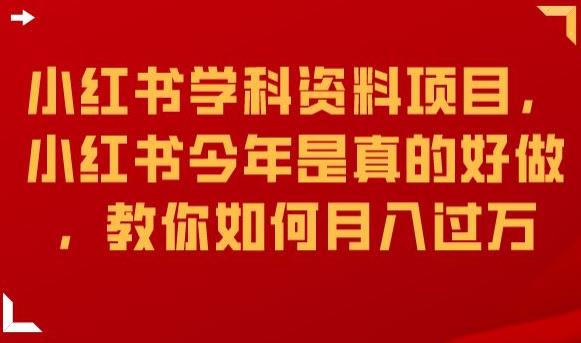 小红书学科资料项目，小红书今年是真的好做，教你如何月入过万【揭秘】-源创资源网