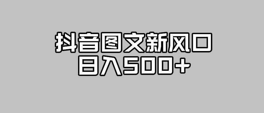 抖音图文最新风口，流量扶持非常高，日入500+【揭秘】-源创资源网