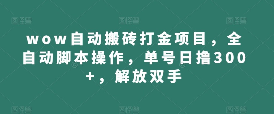 wow自动搬砖打金项目，全自动脚本操作，单号日撸300+，解放双手【揭秘】-源创资源网