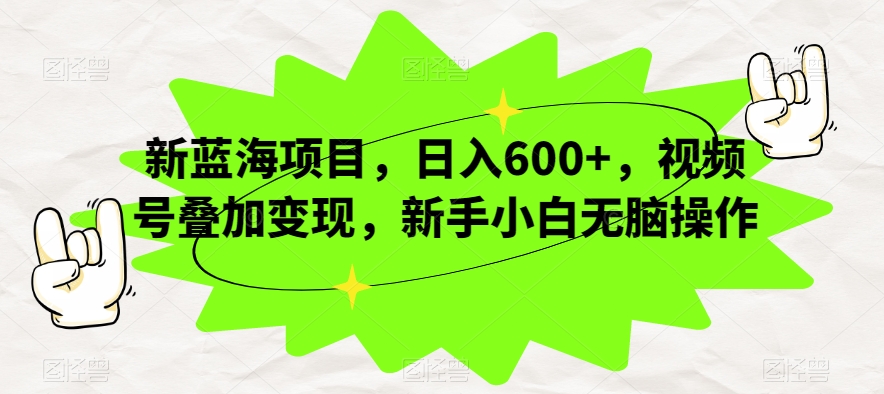 新蓝海项目，日入600+，视频号叠加变现，新手小白无脑操作【揭秘】-源创资源网