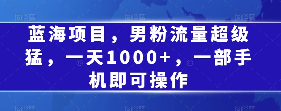 蓝海项目，男粉流量超级猛，一天1000+，一部手机即可操作【揭秘】-源创资源网