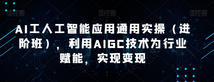 AI工人工智能应用通用实操（进阶班），利用AIGC技术为行业赋能，实现变现-源创资源网