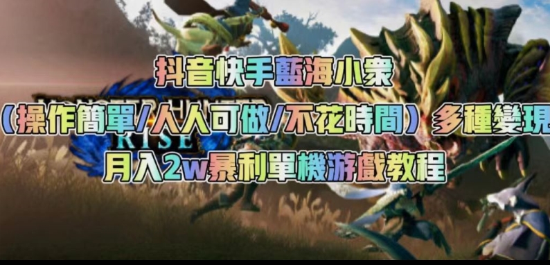 抖音快手蓝海小众（操作简单人人可做不花时间）多种变现月入2w＋暴利单机游戏教程-源创资源网