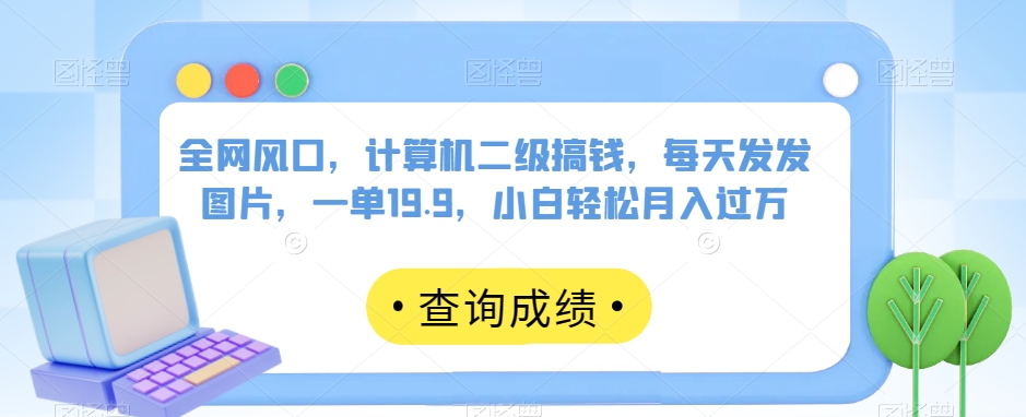 全网风口，计算机二级搞钱，每天发发图片，一单19.9，小白轻松月入过万【揭秘】-源创资源网