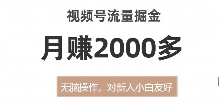 视频号流量掘金，无脑操作，对新人小白友好，月赚2000多【揭秘】-源创资源网