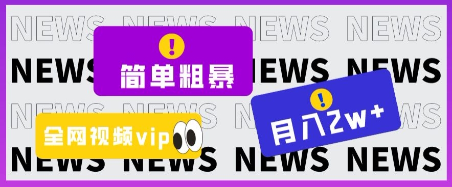 简单粗暴零成本，高回报，全网视频VIP掘金项目，月入2万＋【揭秘】-源创资源网