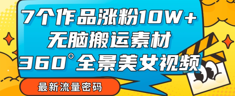 7个作品涨粉10W+，无脑搬运素材，全景美女视频爆款玩法分享【揭秘】-源创资源网