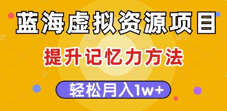 蓝海虚拟资源项目，提升记忆力方法，多种变现方式，轻松月入1w+【揭秘】-源创资源网