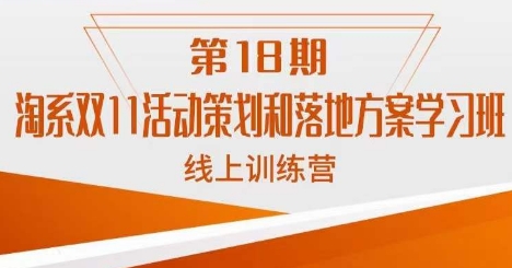 南掌柜·淘系双11活动策划和落地方案线上课18期-源创资源网