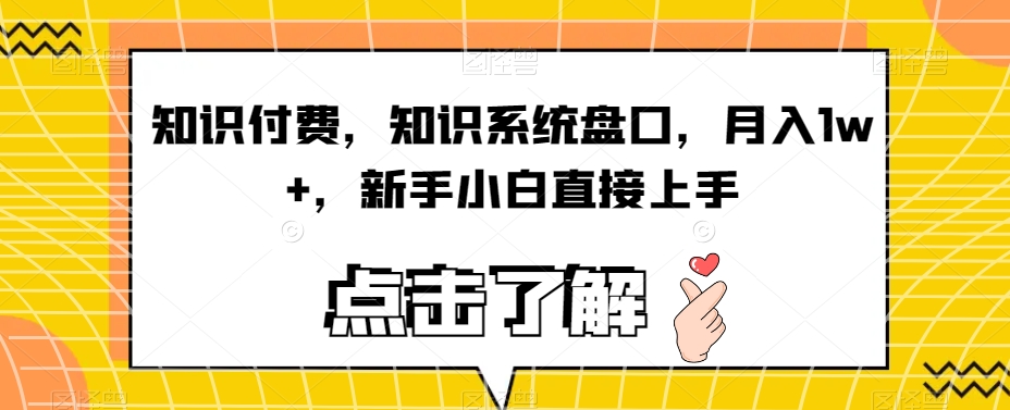 知识付费，知识系统盘口，月入1w+，新手小白直接上手-源创资源网